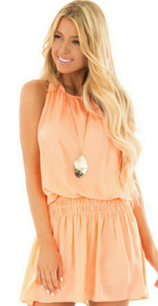Neon orange mini dress